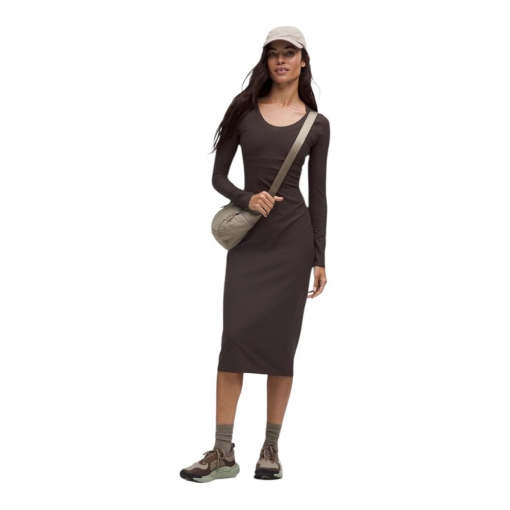 Lululemon Align Ribbed Long-Sleeve Midi Dress Sequoia Size 10 NWT